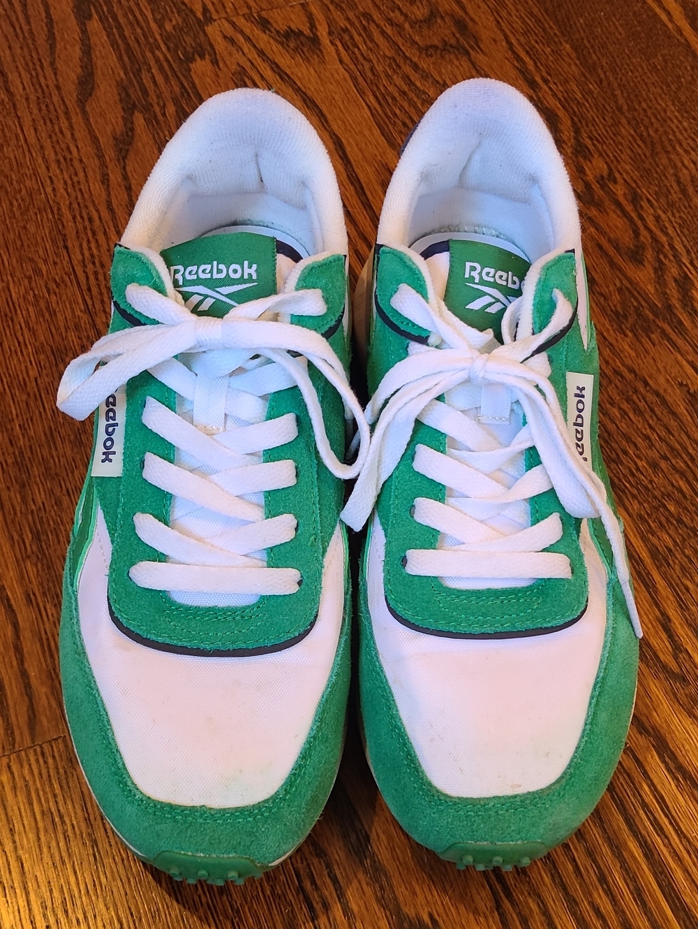 Reebok Green & White Suede-Accent Running Sneakers 8.5